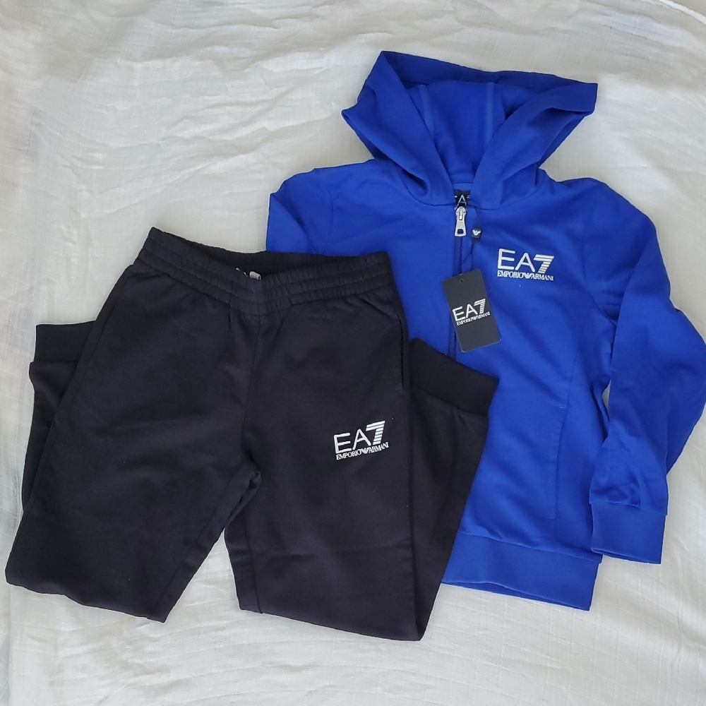 Emporio Armani Blue Hoodie and Black Joggers Set Size 8A